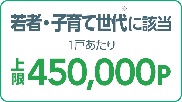 若者・子育て世代※に該当 1戸あたり上限45万ポイント